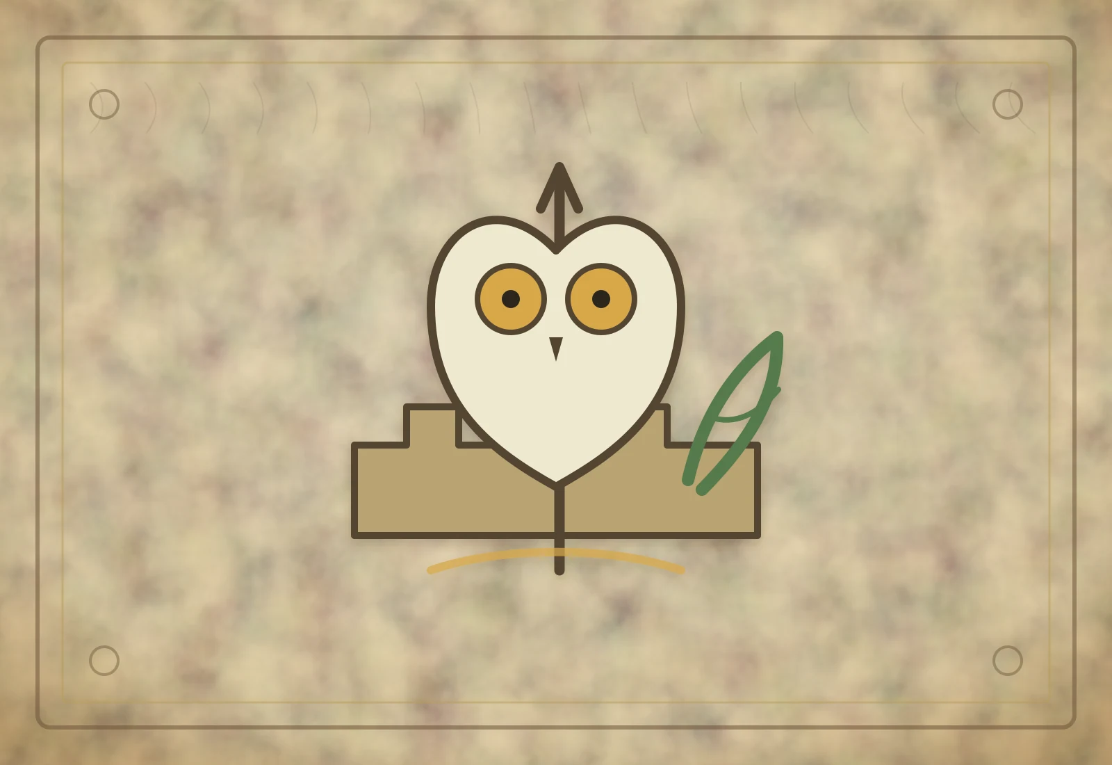 Archival-style illustration of Athena symbols with an owl, spear, olive branch, and city-wall geometry.
