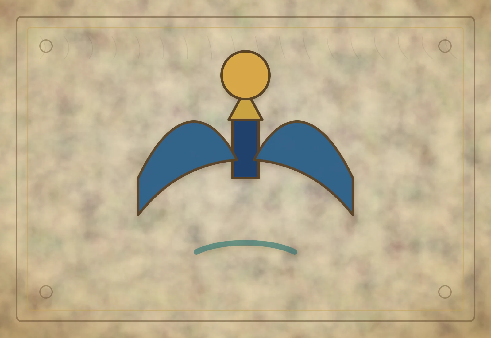Archival-style illustration of protective blue wings, a throne-shaped crown, and a gold solar disc for Isis.